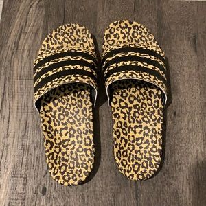 Women’s Leopard Adidas Slides